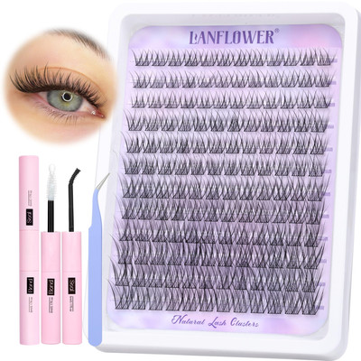 Natural Lash Clusters Kit Wispy Lash Extension Kit Waterproof Lash Clusters C...