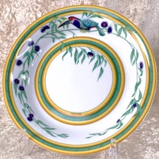 Hermes Paris Porcelain Deep Plate Bowl Toucans 20cm Porcelain Tableware