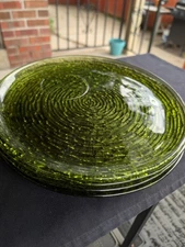 Vintage 5 Anchor Hocking Soreno Avocado Green Snack Plates (3 left) 