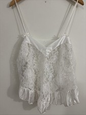 Vtg Nylon Lace Camisole Lingerie Top Sz Large Whimsy Dainty