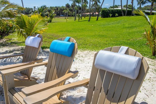 Headrest pillow for patio chaise lounge, in pool lounger on ledge with non-sl... - Picture 7 of 9