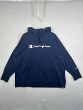 Champion hoodie mens XXXL navy blue white patch logo crew neck