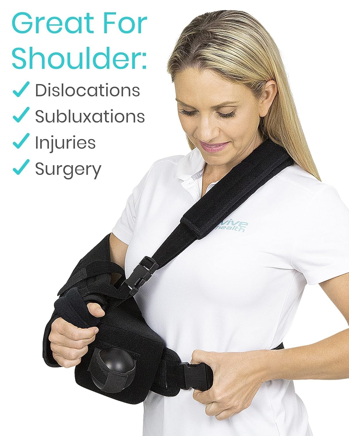 Vive Shoulder Abduction Sling, Immobilizer for Injury Support with Therapy Ball