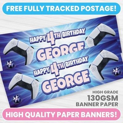 PERSONALISIERTE PLAYSTATION GAMING GEBURTSTAG BANNER PARTY DEKO BANNER