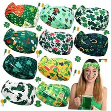 10 Pcs St. Patrick's Day Headbands for Women Irish Green Hair Band Shamrock