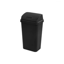 13 Gallon Trash Can, Plastic Swing Top Kitchen Trash Can, Black