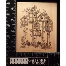 Stampin' Up RUBBER STAMPS 1995 HOME TWEET HOME BIRDHOUSES GARDEN FLOWERS 3096