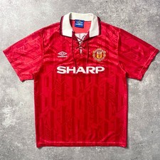 Manchester United 92-94 Home Rare Lace-Up Jersey L Size Umbro Official F/S