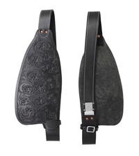 Horse Western Black Leather Hand-Tooled Floral Replacement Saddle Fenders Pair