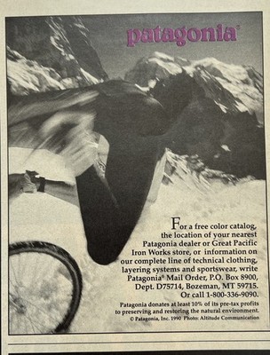 Vintage 1990 Patagonia Original Print Ad Outdoor Adventure