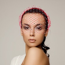 Wedding Veil Costume Headband Veils for Brides Beaded Bridal Hair Mini