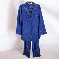 Victoria Secret 2 Piece Purple Satin Pajama Set Women's L Button Up Top Pants