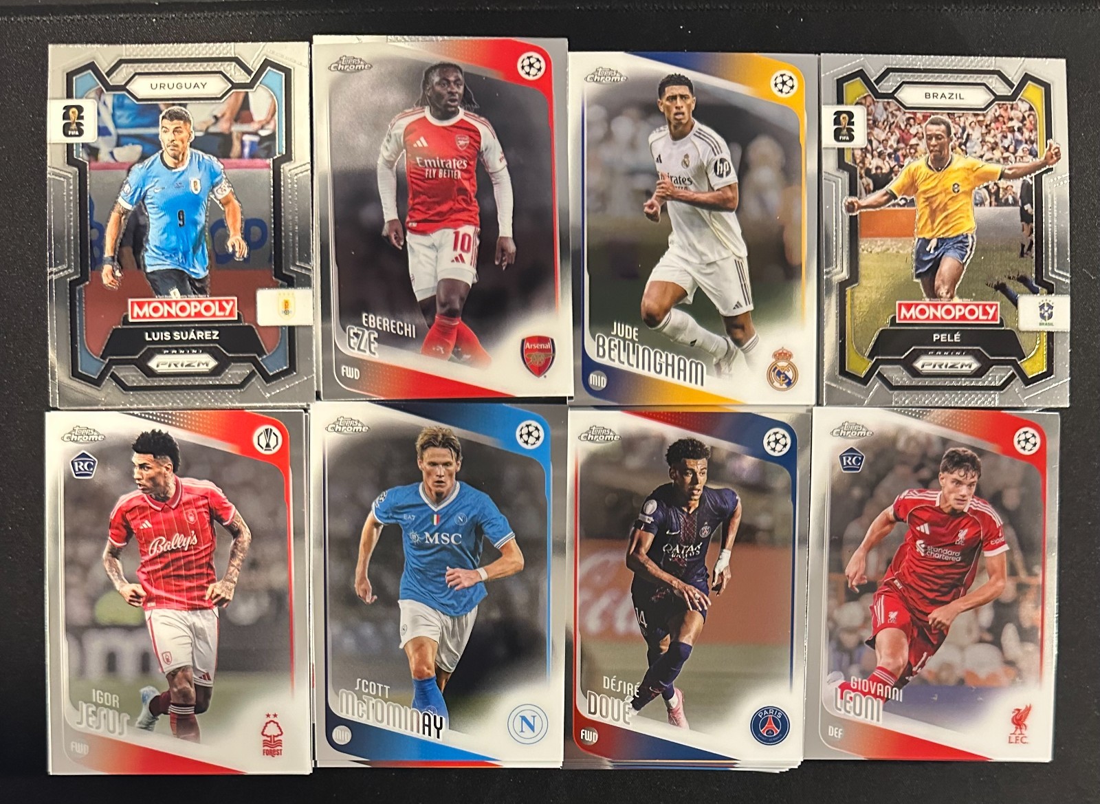 2025-26 Topps Chrome UEFA + Panini Monopoly FIFA Soccer Vets + RC 350+ Card Lot view 1