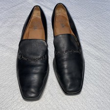 Sarto by Franco Sarto Black Leather Chain Loafers Square Toe Women s Size 9 M