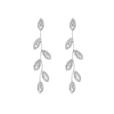 Cubic Zirconia Wedding Dangling Earrings for Brides Bridesmaids, Delicate Leaf S