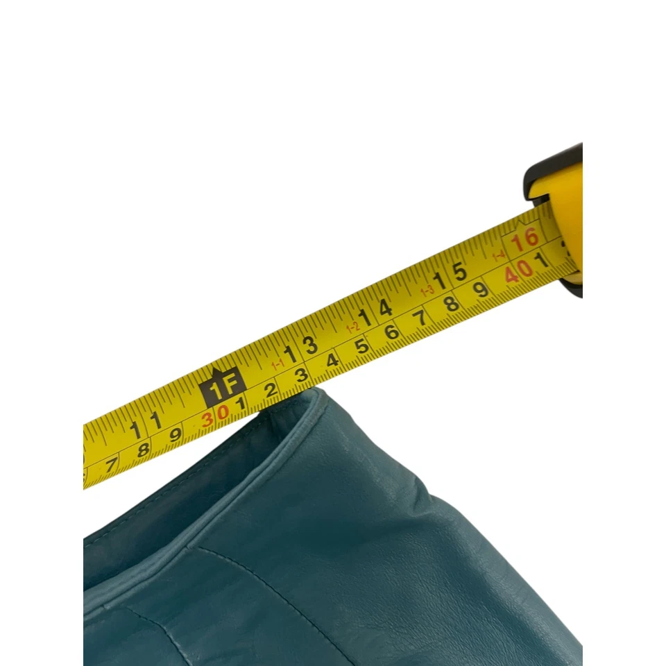 Falda de cuero para mujer Vakko talla 8 azul turquesa lápiz recta vintage Foto 4 de 4