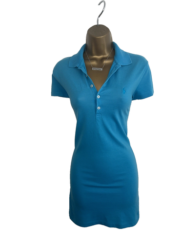 Ralph Lauren blaues Poloshirtkleid Tennisstil UK-Größe 10
