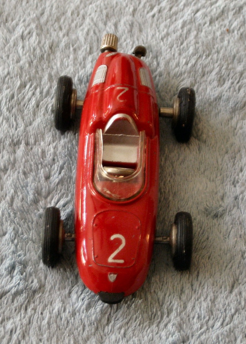 VTG 1950s SCHUCO 1037 Porsche Micro Racer Windup Car #2 Red