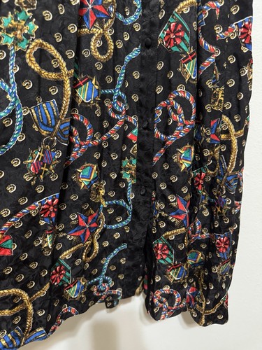 Vintage Diane Freis 100% SILK Smocked Waist Beaded Multicolor Tassel DRESS - Picture 8 of 14