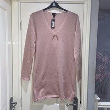 Pretty Little Thing Pink Stretchy Glitter Shimmer Cut Out Mini Dress Large New