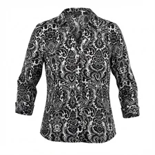 Ann taylor black and white paisley lightweight cotton blouse 14