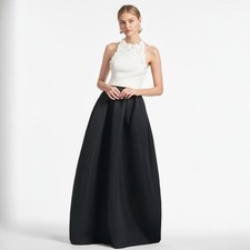 Sachin Babi Dominique Gown Women's Size 14 Floral Applique Pleated A-Line