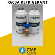 Enviro-Safe R600a Professional Grade Refrigerant, White,2 Cans with Brass Tap