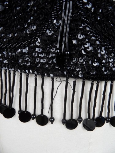 VIntage Art Deco Retro womens Black Hand Beaded Evening formal Top size M or 42 - Picture 6 of 11