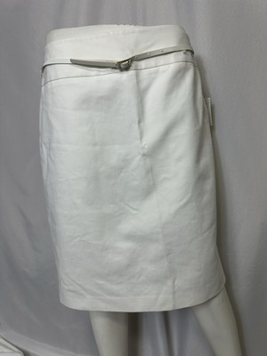 Liz Clairborne Career NWT Straight Skirt White Sz 12 Zip Back Belted Day/Evening
