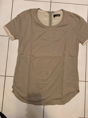 TOP/TEE-SHIRT À TROUS BEIGE THE KOOPLES ENTIÈREMENT DOUBLÉ SOIE T.L TBE - Photo 1/5