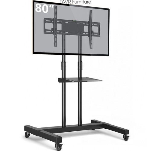 Modern Mobile TV Stand Rolling TV Cart Stand with Tilt Mount for 32-80 inch TVs - Picture 8 of 8