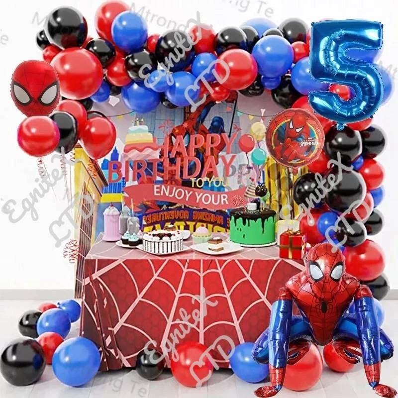 Décoration d'anniversaire Spiderman - Thema Spiderman - Guirlandes et  drapeaux Happy