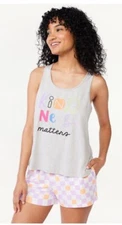 New Joyspun Womens 2pc Print Tank Top and Shorts Pajama Set Size M(8-10)
