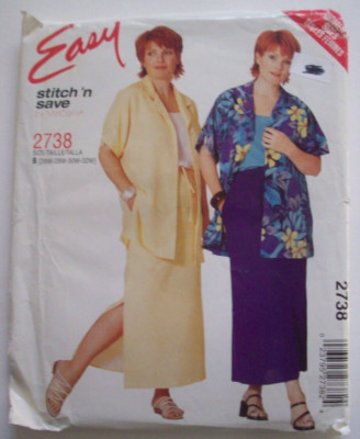 EASY pull on skirt top shirt  pattern 2738 size 26 28 30 32 UNCUT