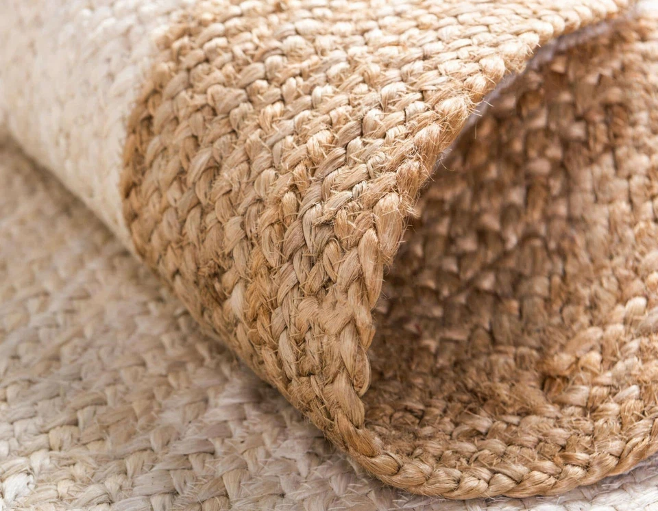 Rug 100% Natural Jute Reversible Round Braided Style Rug Living Modern Area Rug - Image 4 of 4