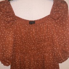 Trixxi Brand Floral Pattern Dress Orange 3/4 Sleeve Sz Small 