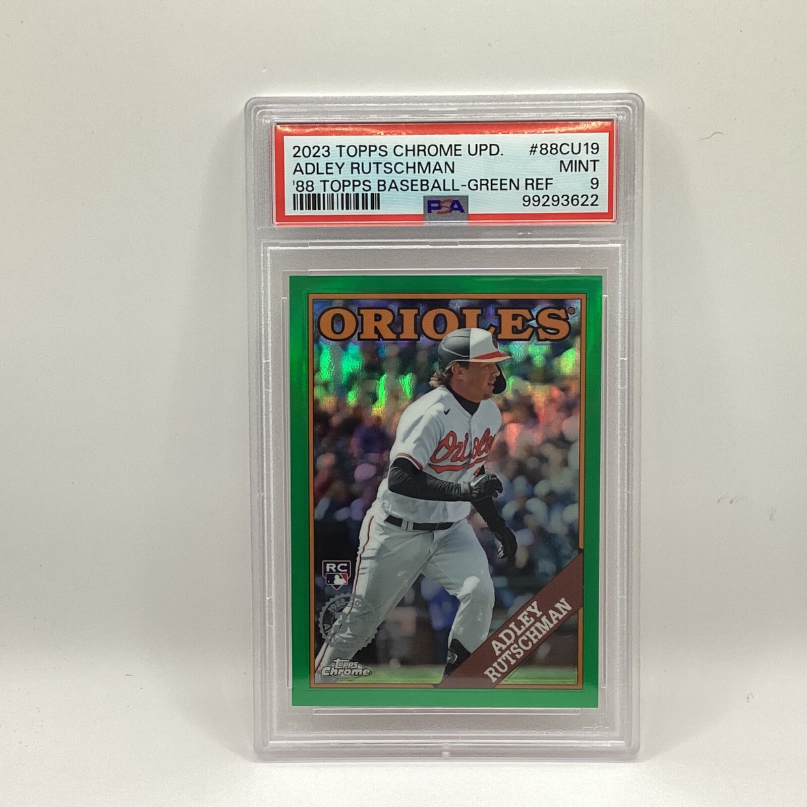 2023 Topps Chrome Update Adley Rutschman #88CU19 Rookie Green /99 PSA 9