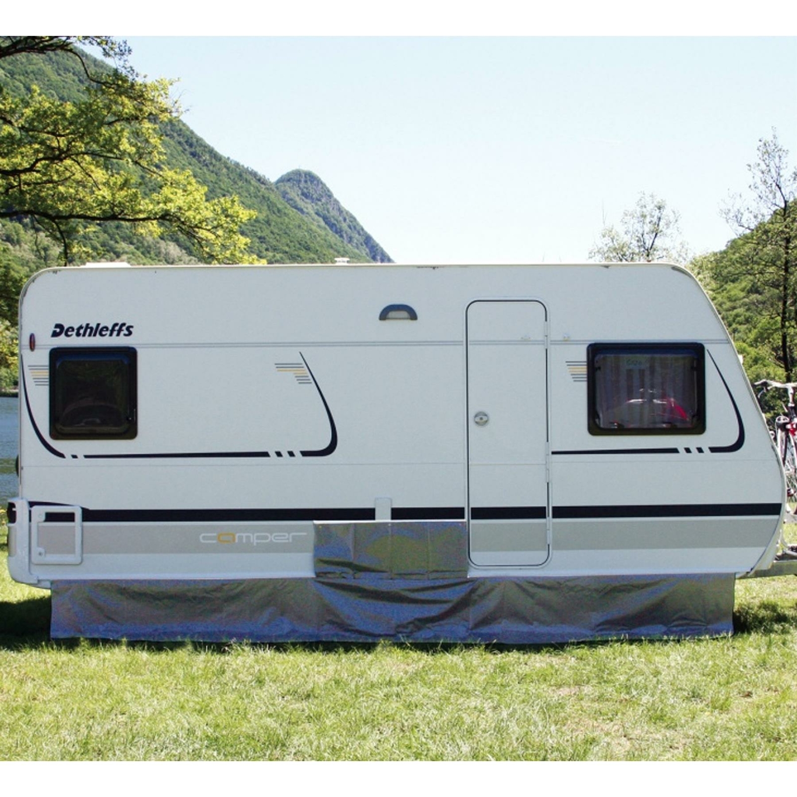 JUPE CARAVAN DRAUGHT SKIRT & WHEEL ARCH COVER EDGE SKIRTING GREY 450cm