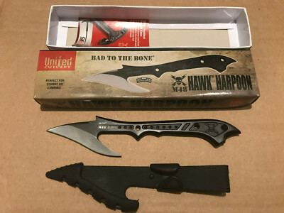 United Cutlery 8.25'' M48 Hawk Harpoon Black One Piece Stainless Fixed Blade 2971