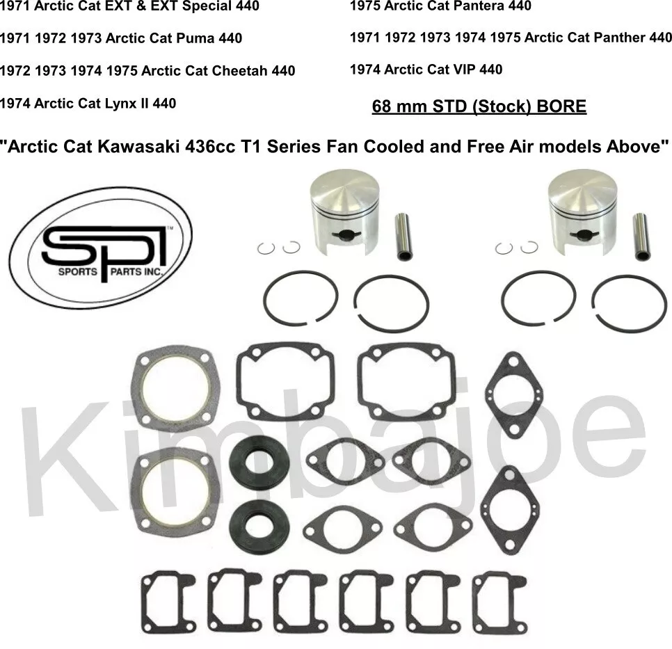 Arctic Cat 440 EXT Puma Cheetah Panther VIP Listed 68 mm Piston Kits Gasket Set