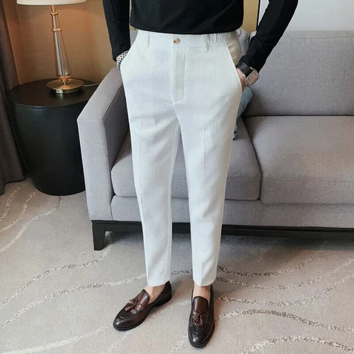 Business Casual Suit Pants For Men Clothing Fit Formal Wear Trousers 36 - Imagen 5 de 30
