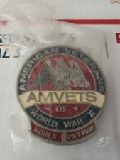 American Veteran AMVETS World War II Korea Belt Buckle 2 1/2" x 2 1/4" 00d