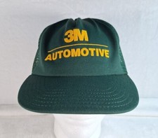 Vintage 3M Automotive Trucker Snapback Hat Green Yellow Logo Made In USA