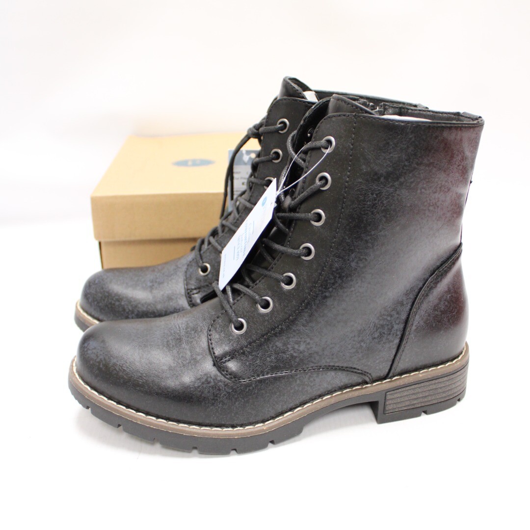 Womens PAVERS Black Casual Lace Up Combat Boots Size UK 6 EU 39 Z16