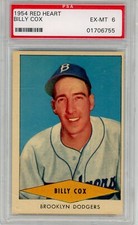 1954 Red Heart Dog Food - Billy Cox - Brooklyn Dodgers - PSA 6