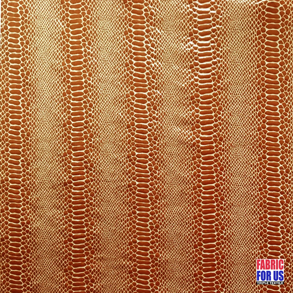 Shiny Stretch Foil Snake Skin Design Fabric 57" Wide (Black, Brown & Red) - Image 3 of 4