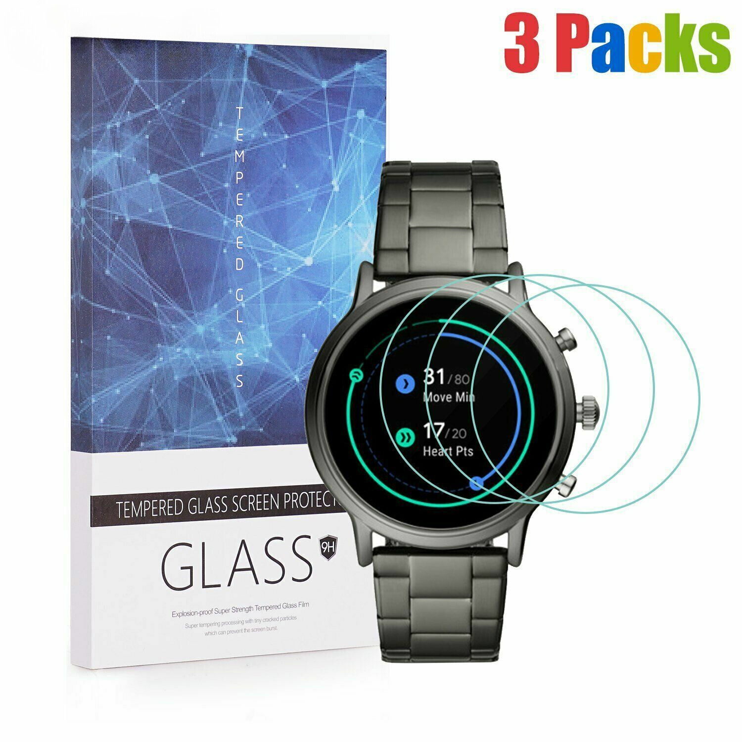 3 Pack For Ticwatch Pro 3 GPS Smartwatch Tempered Glass Screen Protector Cover