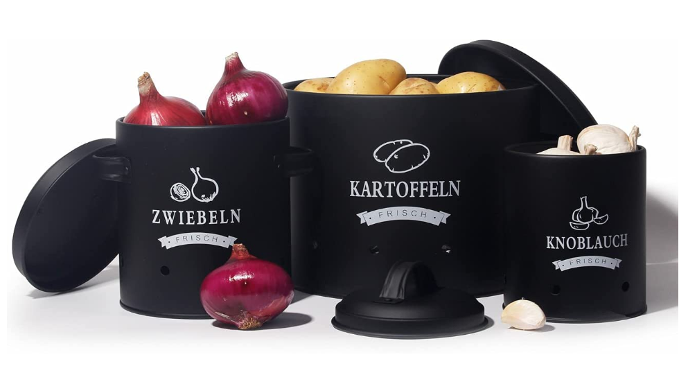 Kartoffel Vorratsdosen Set, Kartoffeltopf im Retro Design Zwiebeltopf Knoblaucht eBay Kartoffel Vorratsdosen Set, Kartoffeltopf im Retro Design Zwiebeltopf Knoblaucht eBay