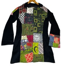 Rare Boho Yak n Yeti Hippie Embroidered Patchwork Jacket Button Up Medium Coat