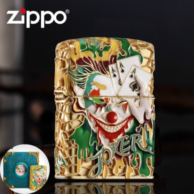 Jacket Gold Illuminous Joker Poker Card Why So Serious Zippo Lighter
